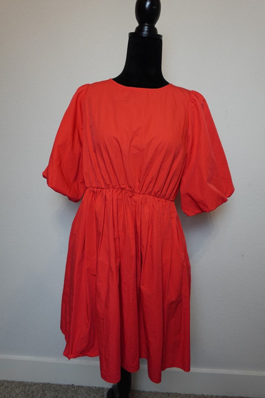 Madewell Poplin Crewneck Bubble Sleeve Mini Dress size 2